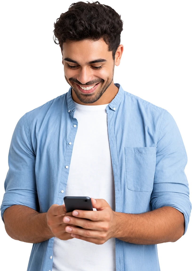 Profissional olhando o celular ao receber uma mensagem de trabalho
